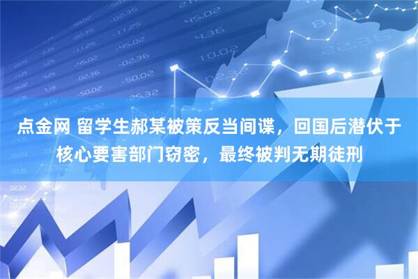 点金网 留学生郝某被策反当间谍，回国后潜伏于核心要害部门窃密，最终被判无期徒刑