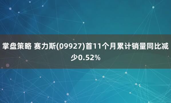 掌盘策略 赛力斯(09927)首11个月累计销量同比减少0.52%